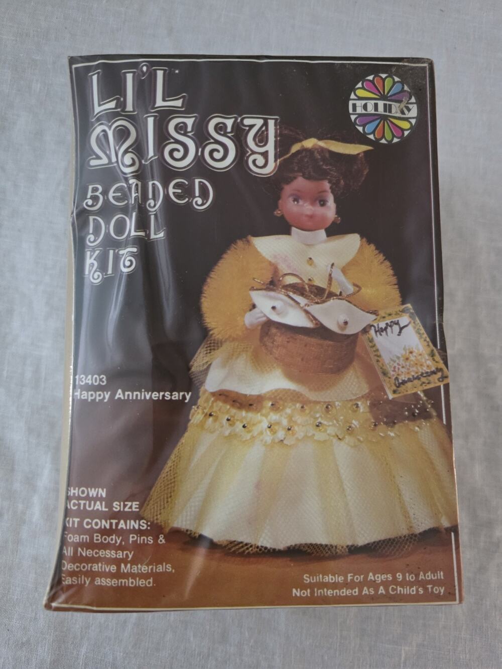Walco Li'l Missy Beaded Doll Kit Sequin Vintage Happy Anniversary #13403